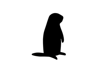 Groundhog day concept. Groundhog silhouette cut from black paper isolated on white background. space for text