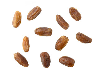 top view Palm dates on white background.
