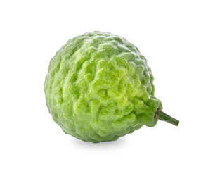 Bergamot fruit with cut in half isolated on white background.
