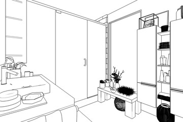 Luxury Bathroom Integration (sketch) - 3d visualization
