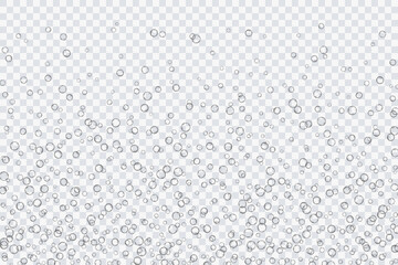 Air bubbles, oxygen, champagne crystal clear, isolated on a transparent background of modern design. Vector illustration of EPS 10.