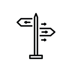 Black line icon for direction