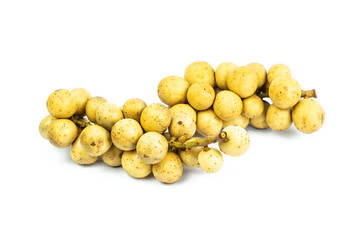 Fresh longkong isolated on white background. Blackberry thailand in asia.