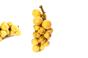 Fresh longkong isolated on white background. Blackberry thailand in asia.