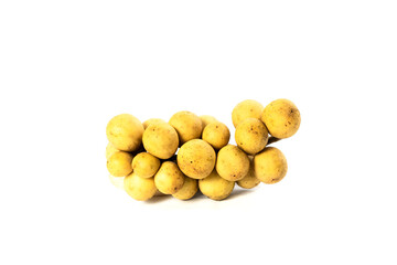 Fresh longkong isolated on white background. Blackberry thailand in asia.