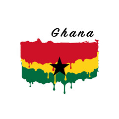 Painted Ghana flag, Ghana flag paint drips. Stock vector illustration isolated on white background