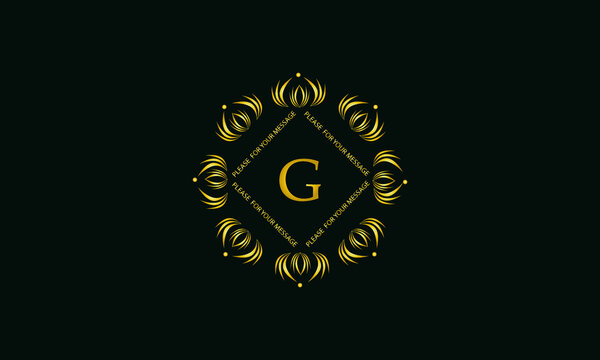Exquisite round monogram with the letter G. Golden creative logo on a dark green background. Vector illustration of business, cafe, office, restaurant, heraldry.