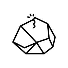 Black line icon for stone