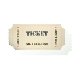 vintage bus ticket for movies and other events, worn, torn. vtctor