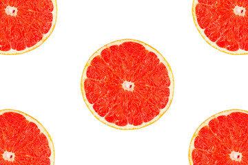 set of grapefruit slices isolated