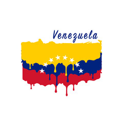 Painted Venezuela flag, Venezuela flag paint drips. Stock vector illustration isolated on white background