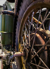 close up detail of an old motorcycle