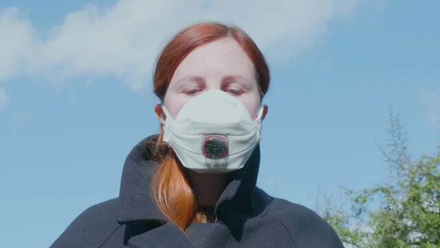 Beautiful woman wearing respiratory mask for the new rapidly spreading Coronavirus, COVID-19