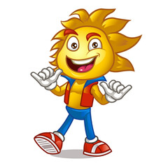 Fun Sun Cartoon Mascot Showing Hand Signals