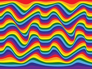 Seamless abstract wavy background in bright rainbow colors.
