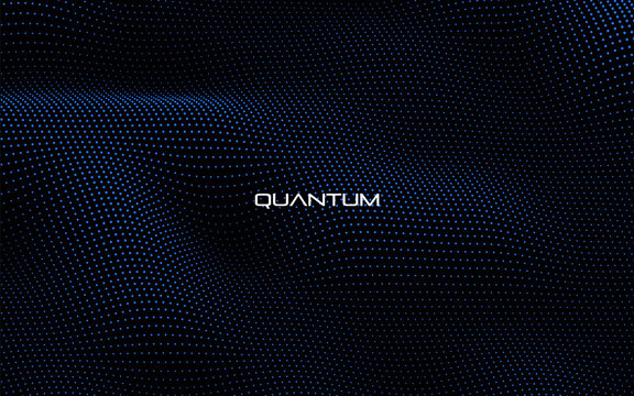 Particle wave background. Abstract dynamic mesh. Big data technology. Vector grid illustration.