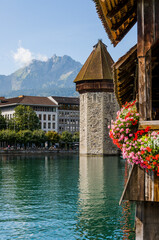 Luzern, Kapellbrücke, Wasserturm, Holzbrücke, Stadt, Altstadt, Brücke,  Reuss, Fluss,...