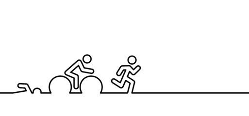 Triathlon line pattern seamless Triatlon route Training for triathletes Sports for swimming, cycling and running pictogram Quote run, bike and swim pattern Funny vector bicycle icons symbol Triathlete