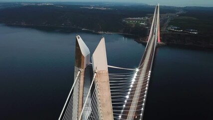 Istanbul YSS suspension bridge has a main span of 1408m and two 330m high bridge towers. Weight transferred by the cables to the towers which in turn transfer the weight to the anchorages on both ends