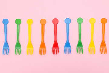 Plastic cutlery for eating in different colors