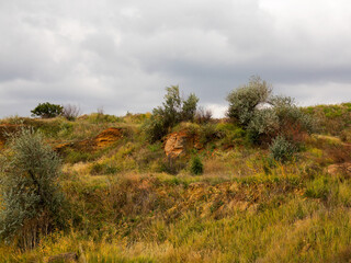Fototapeta premium Beautiful views of the hills along the estuary. Autumn landscape