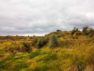 Beautiful views of the hills along the estuary. Autumn landscape