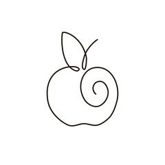 apple fruit continuous line