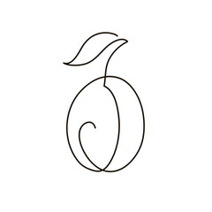 fruit plum continuous line