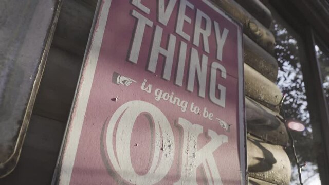 Vintage red poster with the sayers "everything is going to be ok"
