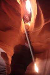 View of a light beam in Upper Antelope Canyon in Page Arizona, USA.