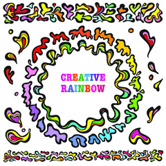 Rainbow abstract colourful floral frame