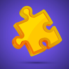 3d puzzle pie vector icon. 3d vector illustration: Puzzle, part of the whole