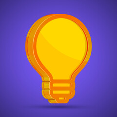 3d Light icon, New Idea, Ligth Bulb icon. 3d glossy vector idea icon.