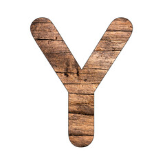 Alphabet letter Y on rustic wood background