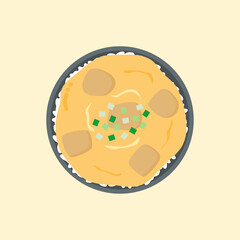 Oyakodon, Japanese rice bowl topped with chicken and egg