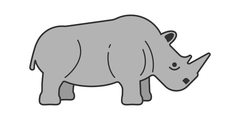 Cute gray Rhino, Vector illustration of Rhino.