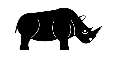 Cute Rhino silhouette, Vector illustration of Rhino.