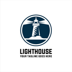 Lighthouse logo template. Building of lighthouse logo vector,  Vector illustration. 