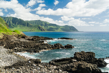 Keawaula beach in west side of Oahu, Hawaii.