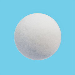 White snowball on a blue background. 3D rendering