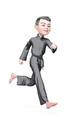 karate boy cartoon is running