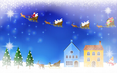 Fototapeta premium プレゼントを配りにいくサンタクロース