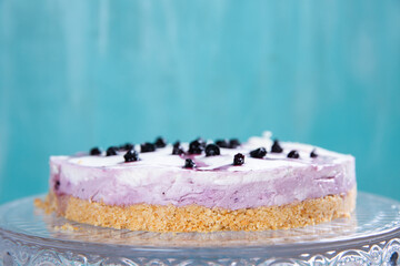 cake with biscuits, blueberries and cheese