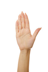 hand isodized on white background palm forward