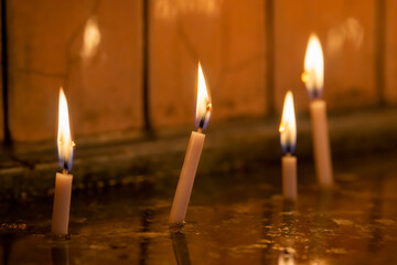 Burning Candles Inside The Church