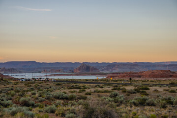 Scenic road leading along Lake Powell