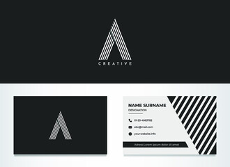 Letter A logotype and Business card vector template design.Elegant, Dynamic logo for your Corporate identity.