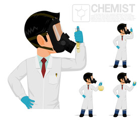 Isolated chemist on white background