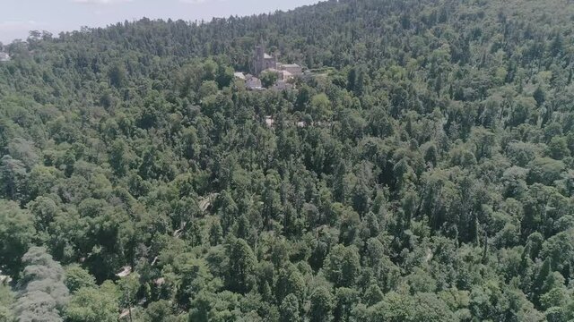 Bu&ccedil;aco Palace from aerial view en D-Log 4k