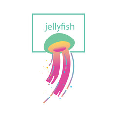 Jellyfish icon illustration, colorful logo template design, vector